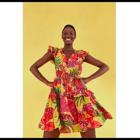 FARM Rio | Dresses | Farm Rio Yellow Fruit Dream Ruffle Mini Dress |  Poshmark